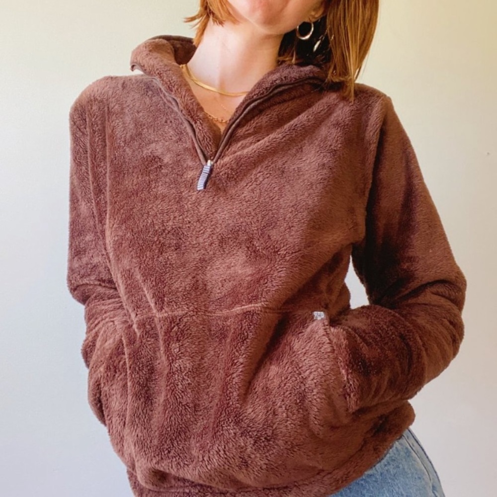 The North Face Chocolate Brown Teddy Quarter Zip - Picture 6 of 10